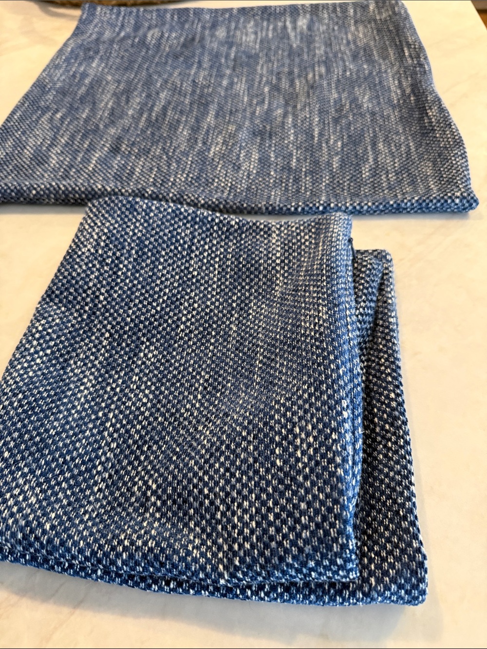 Set of 2 Newport Blue Textured accent pillow covers w/zipper 19”x19”